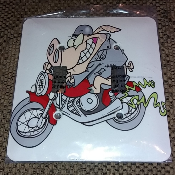 🎄 🎁 🐖 Hog Pig Motorcycle Metal Double Light Switch Cover NEW HOG ON A HOG - Picture 1 of 1